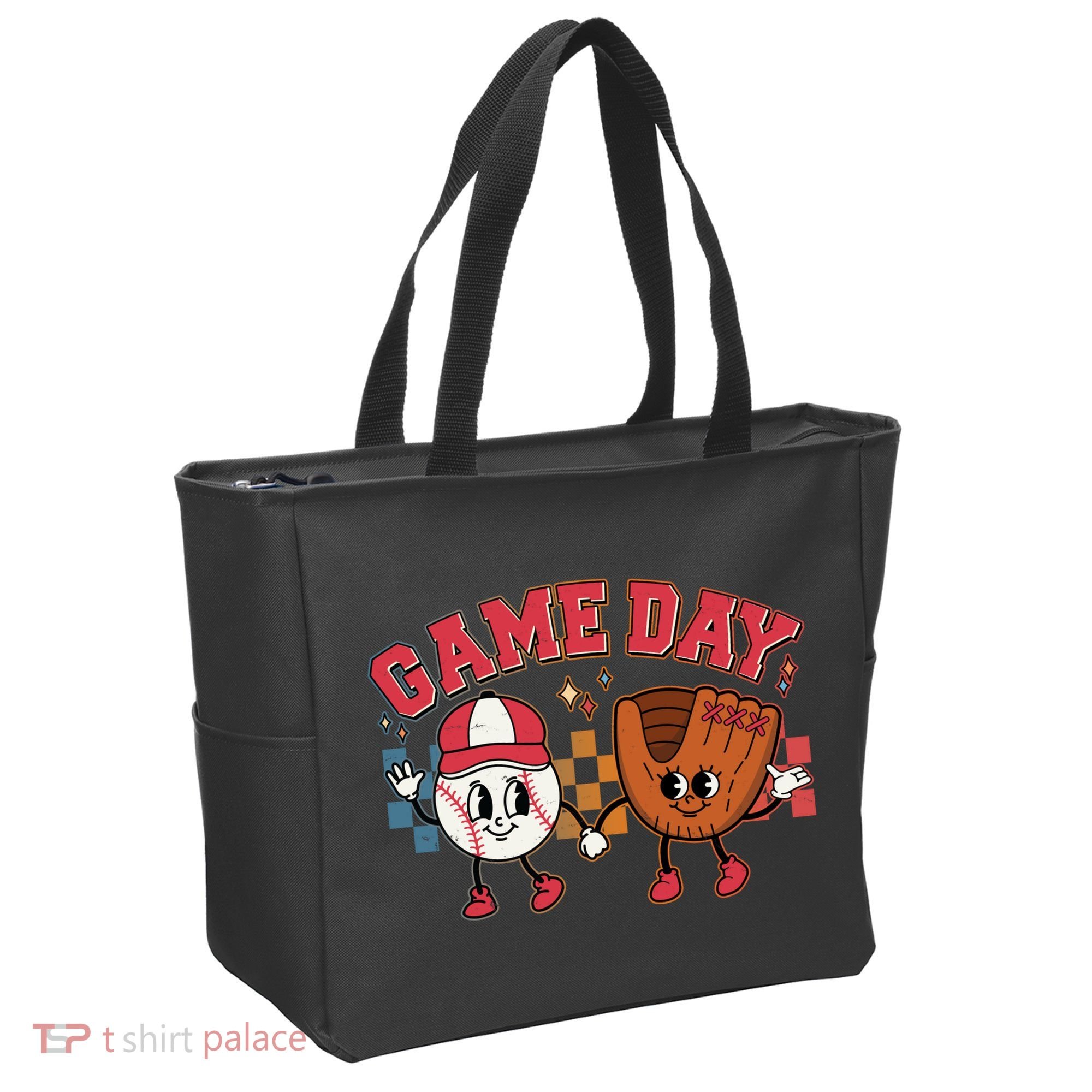 Retro Cartoon Baseball Game Day Tote Bag