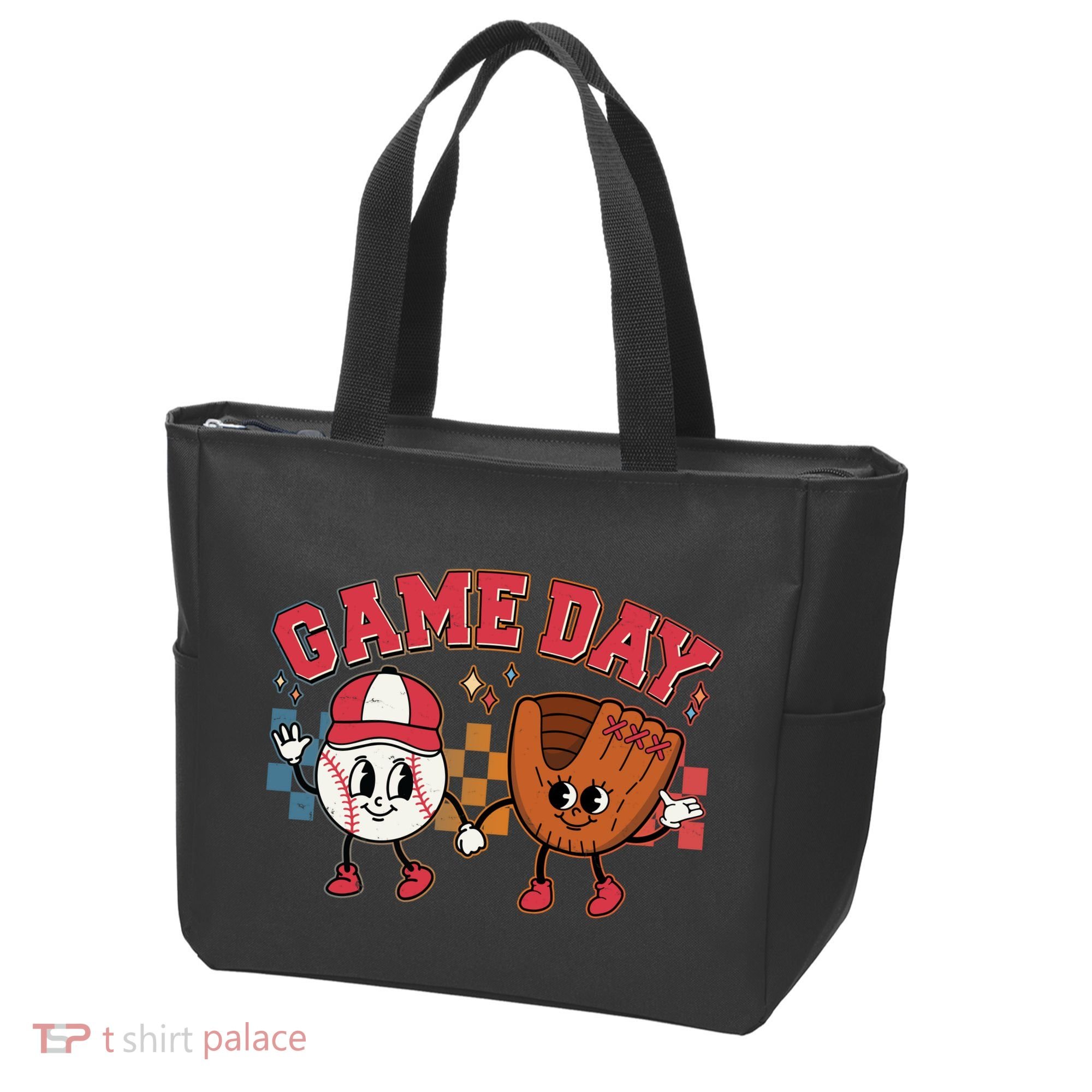 Retro Cartoon Baseball Game Day Tote Bag