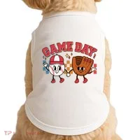 Retro Cartoon Baseball Game Day Doggie Tank thumb 0