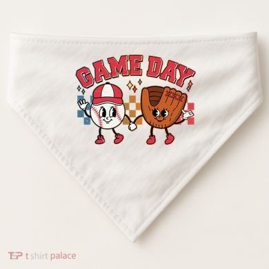 Retro Cartoon Baseball Game Day USA-Made Doggie Bandana