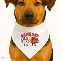 Retro Cartoon Baseball Game Day USA-Made Doggie Bandana thumb 1