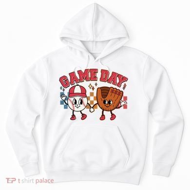 Retro Cartoon Baseball Game Day Hoodie