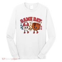 Retro Cartoon Baseball Game Day Long Sleeve Shirt thumb 0