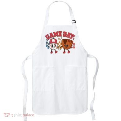 Retro Cartoon Baseball Game Day Apron