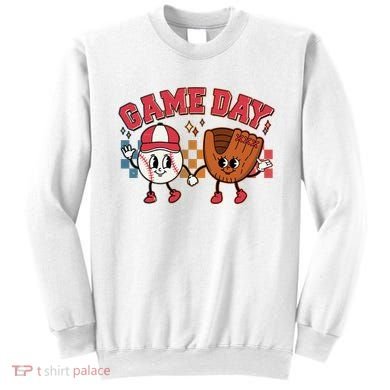 Retro Cartoon Baseball Game Day Sweatshirt