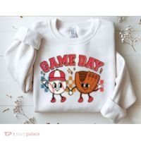 Retro Cartoon Baseball Game Day Sweatshirt thumb 2