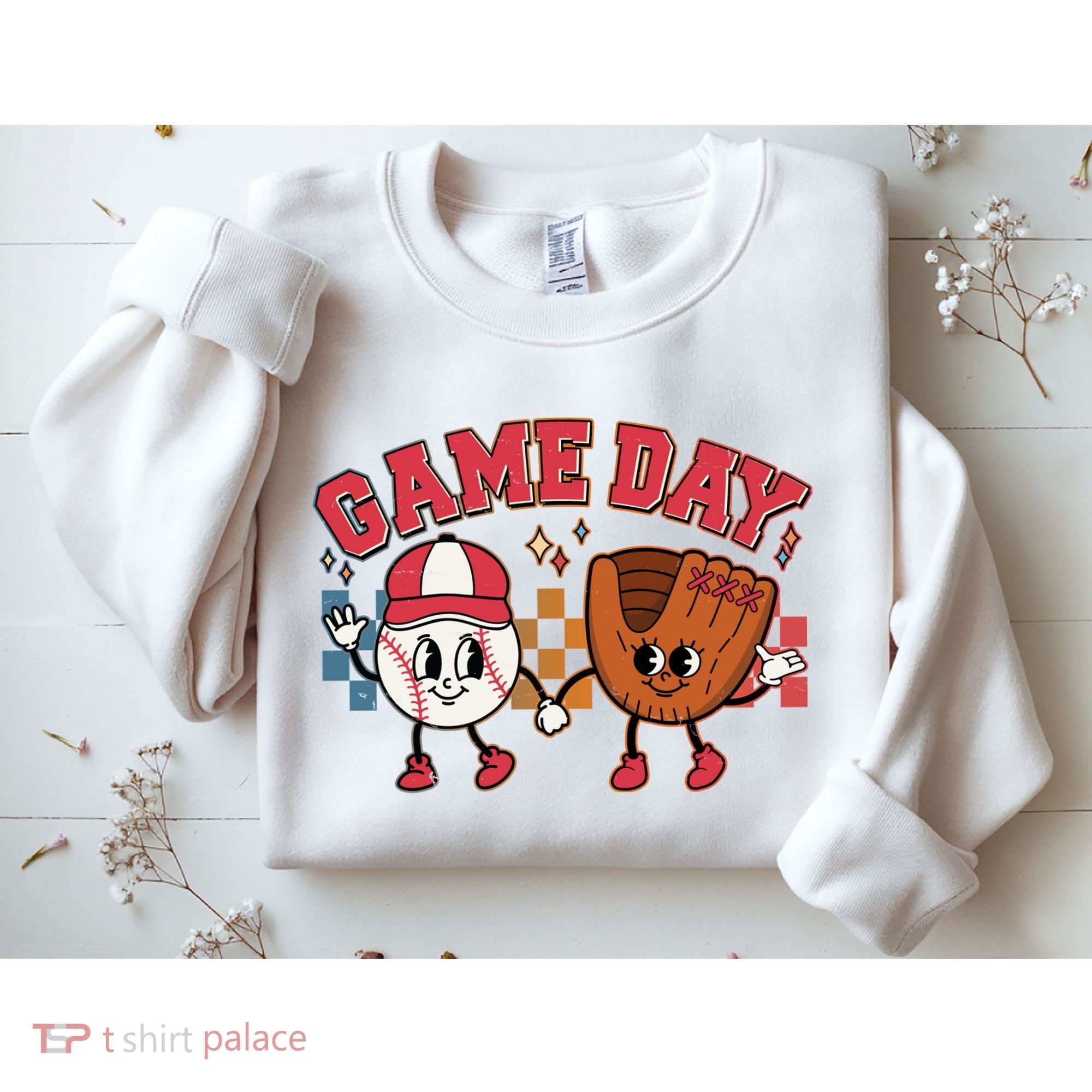 Retro Cartoon Baseball Game Day Sweatshirt