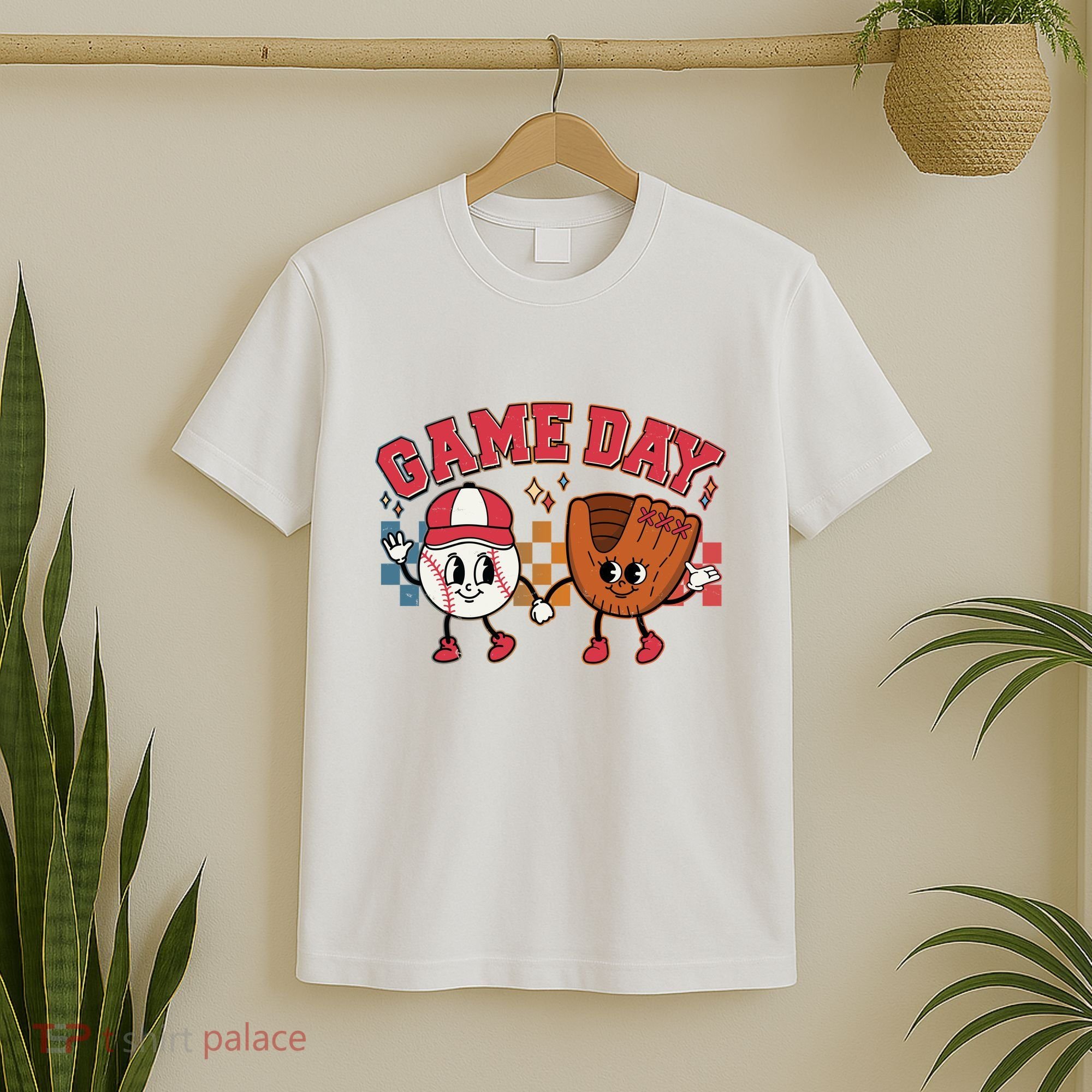 Retro Cartoon Baseball Game Day T-Shirt