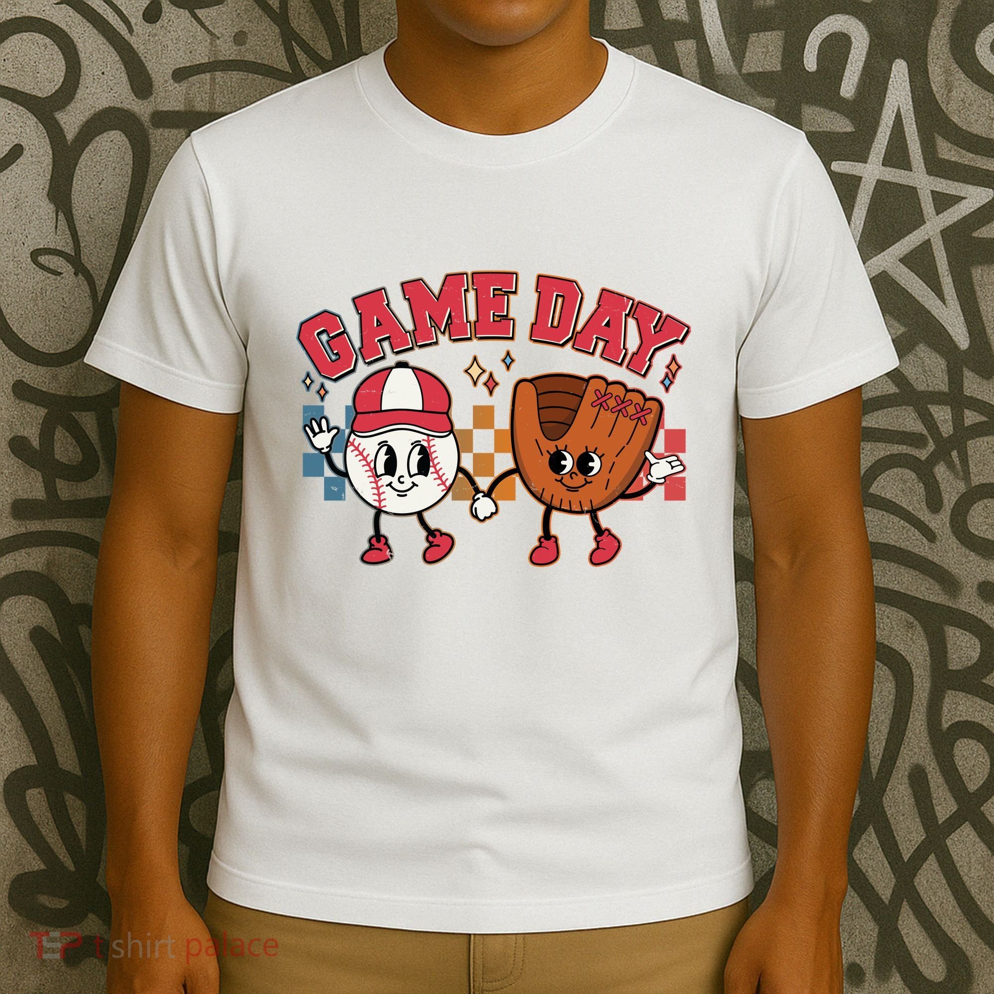 Retro Cartoon Baseball Game Day T-Shirt
