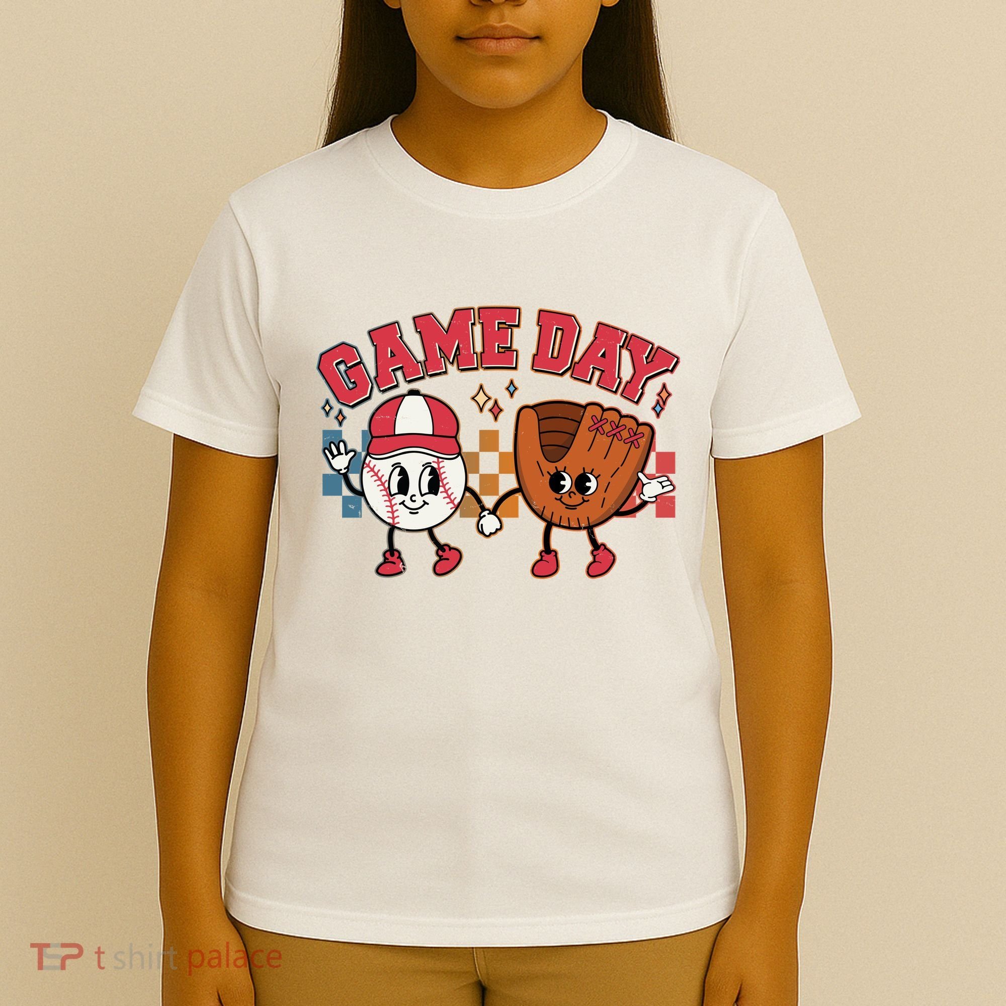 Retro Cartoon Baseball Game Day T-Shirt