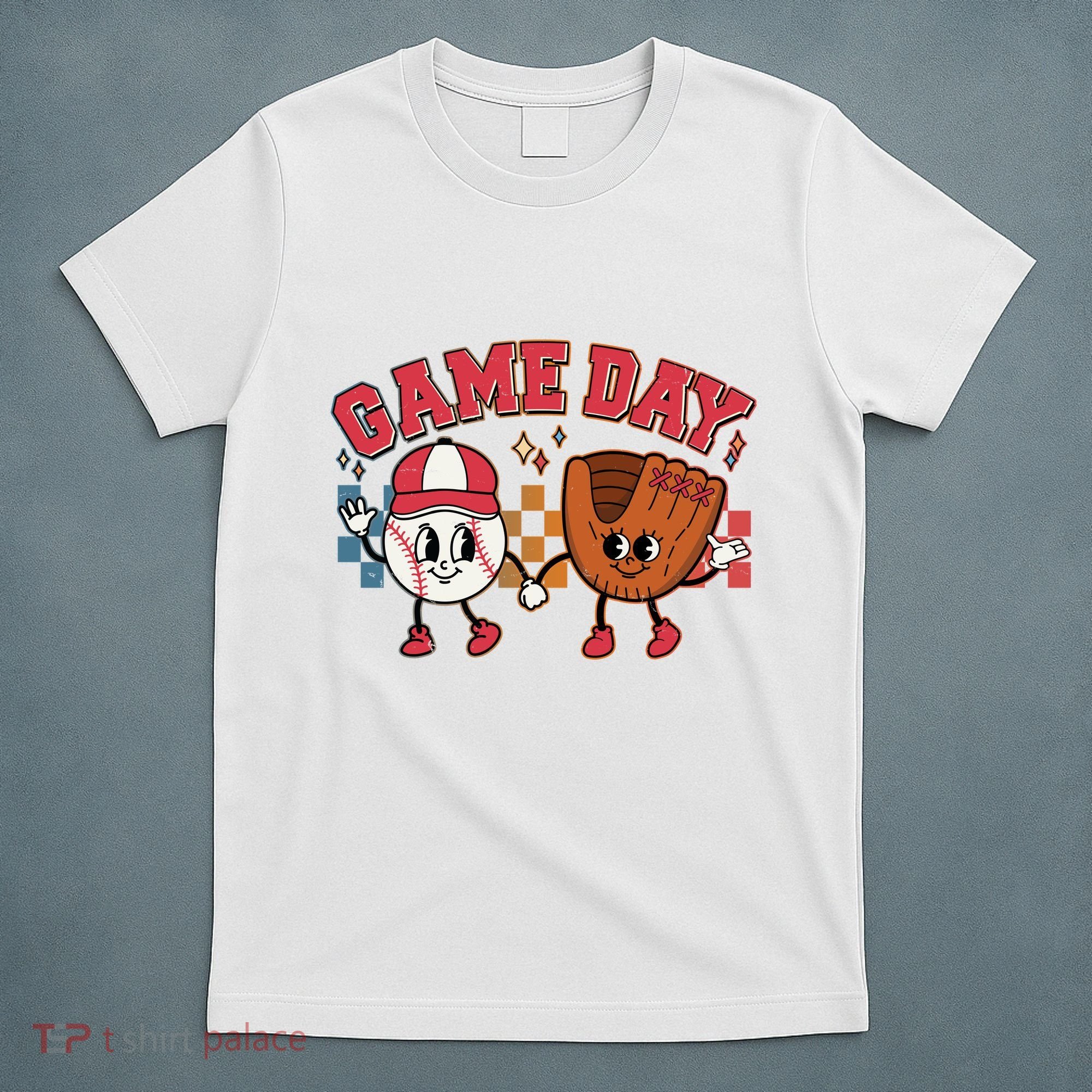 Retro Cartoon Baseball Game Day T-Shirt