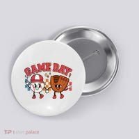Retro Cartoon Baseball Game Day Button thumb 0