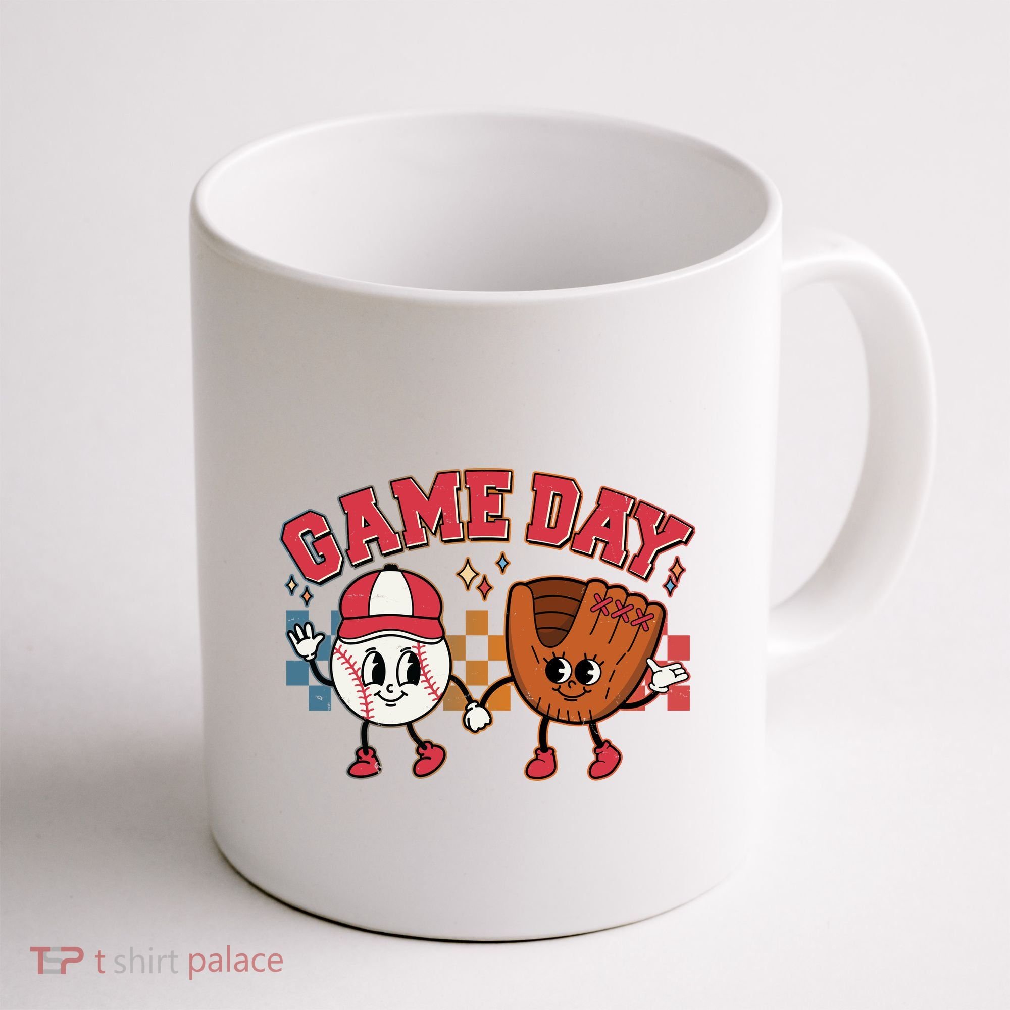 Retro Cartoon Baseball Game Day Coffee Mug