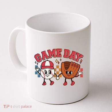 Retro Cartoon Baseball Game Day Coffee Mug