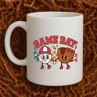 Retro Cartoon Baseball Game Day Coffee Mug thumb 2