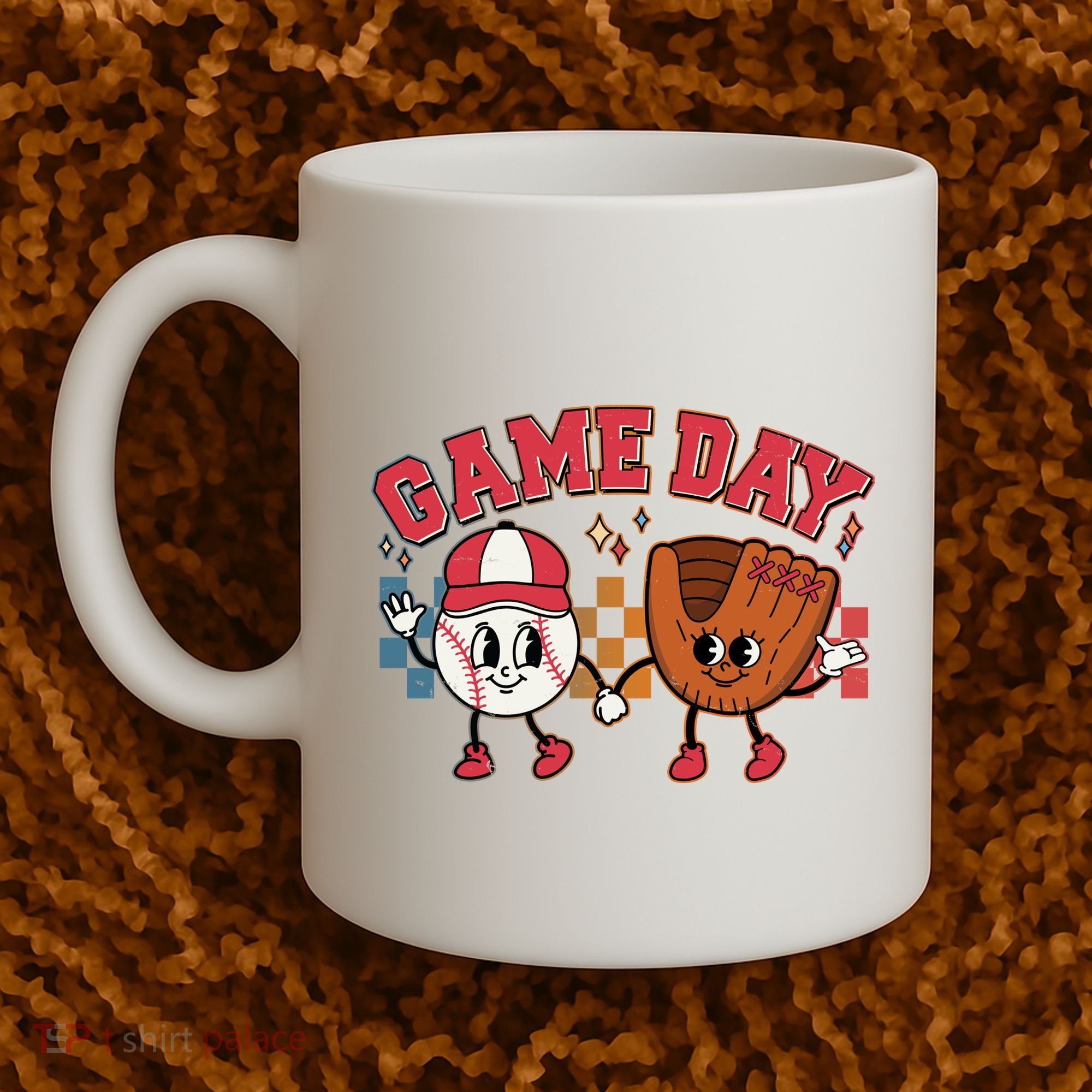 Retro Cartoon Baseball Game Day Coffee Mug
