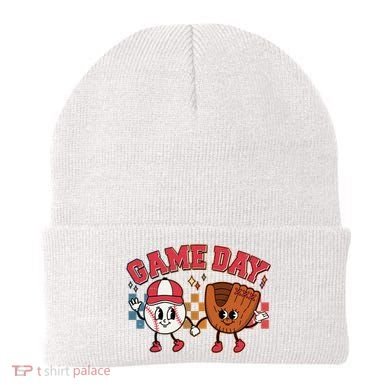 Retro Cartoon Baseball Game Day Beanie