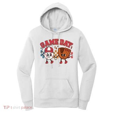 Retro Cartoon Baseball Game Day Women's Hoodie