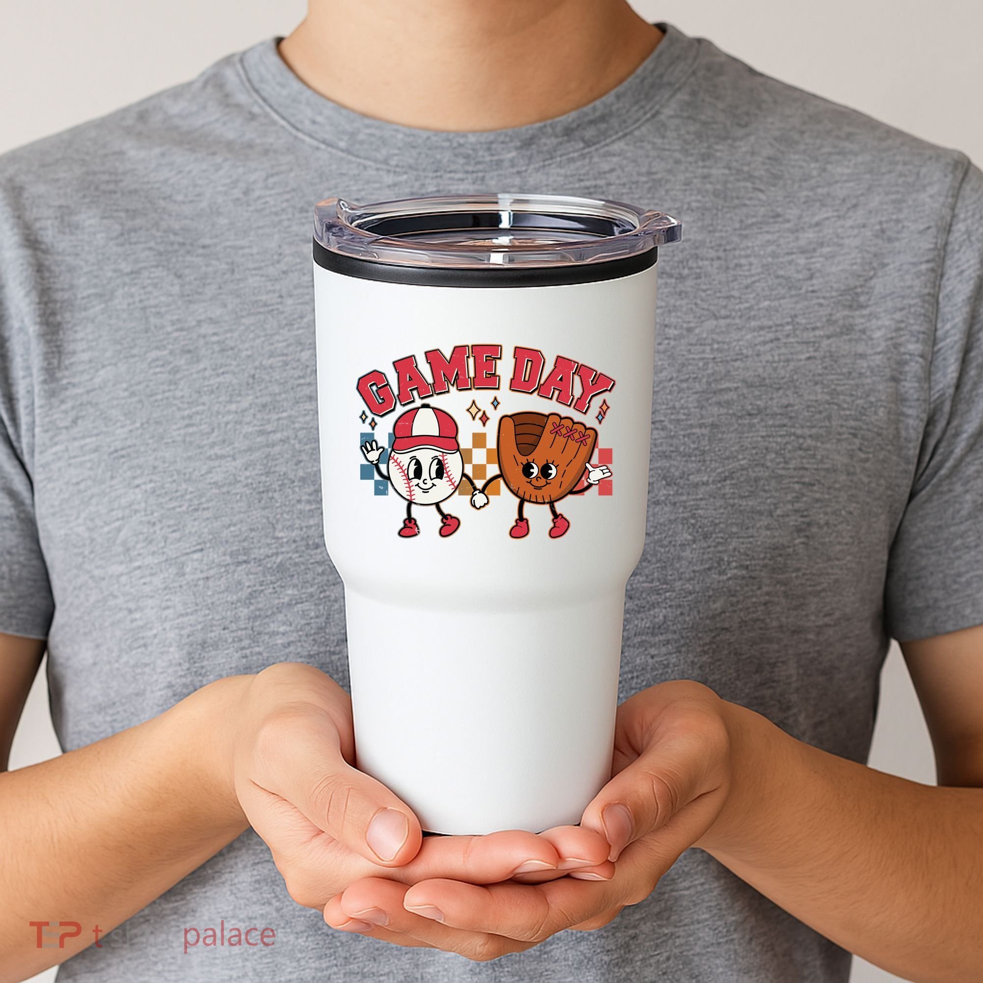 Retro Cartoon Baseball Game Day Tumbler