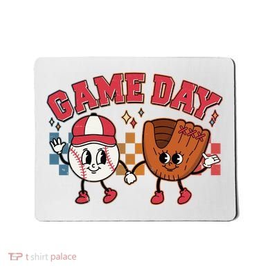 Retro Cartoon Baseball Game Day Mousepad
