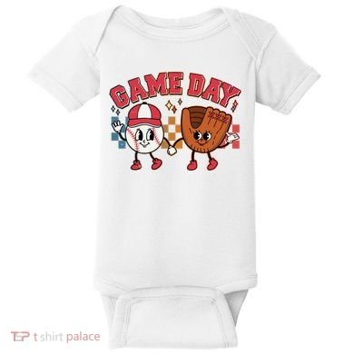 Retro Cartoon Baseball Game Day Baby Bodysuit