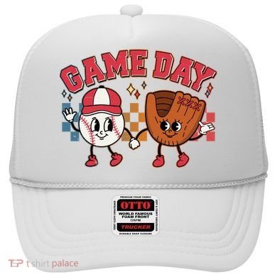 Retro Cartoon Baseball Game Day Hat