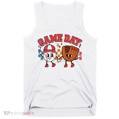 Retro Cartoon Baseball Game Day Tank Top