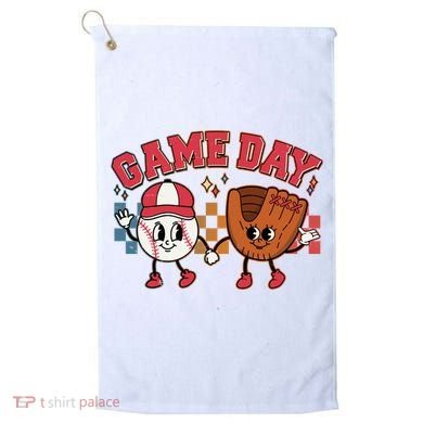 Retro Cartoon Baseball Game Day Golf Towel