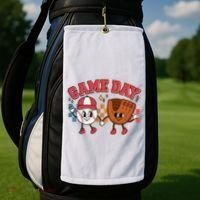 Retro Cartoon Baseball Game Day Golf Towel thumb 2