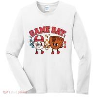 Retro Cartoon Baseball Game Day Women's Long Sleeve Shirt thumb 0