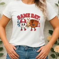 Retro Cartoon Baseball Game Day Women's T-Shirt thumb 2
