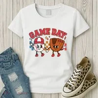 Retro Cartoon Baseball Game Day Women's T-Shirt thumb 3