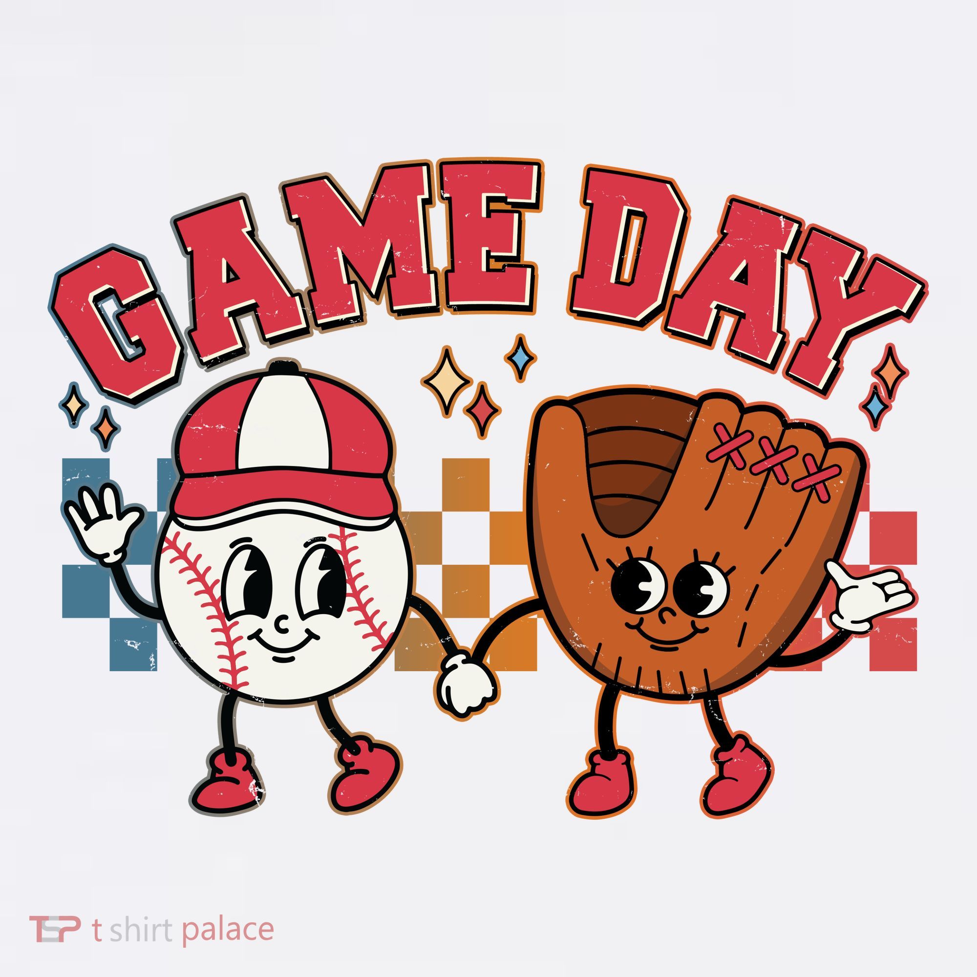 Retro Cartoon Baseball Game Day Women's T-Shirt