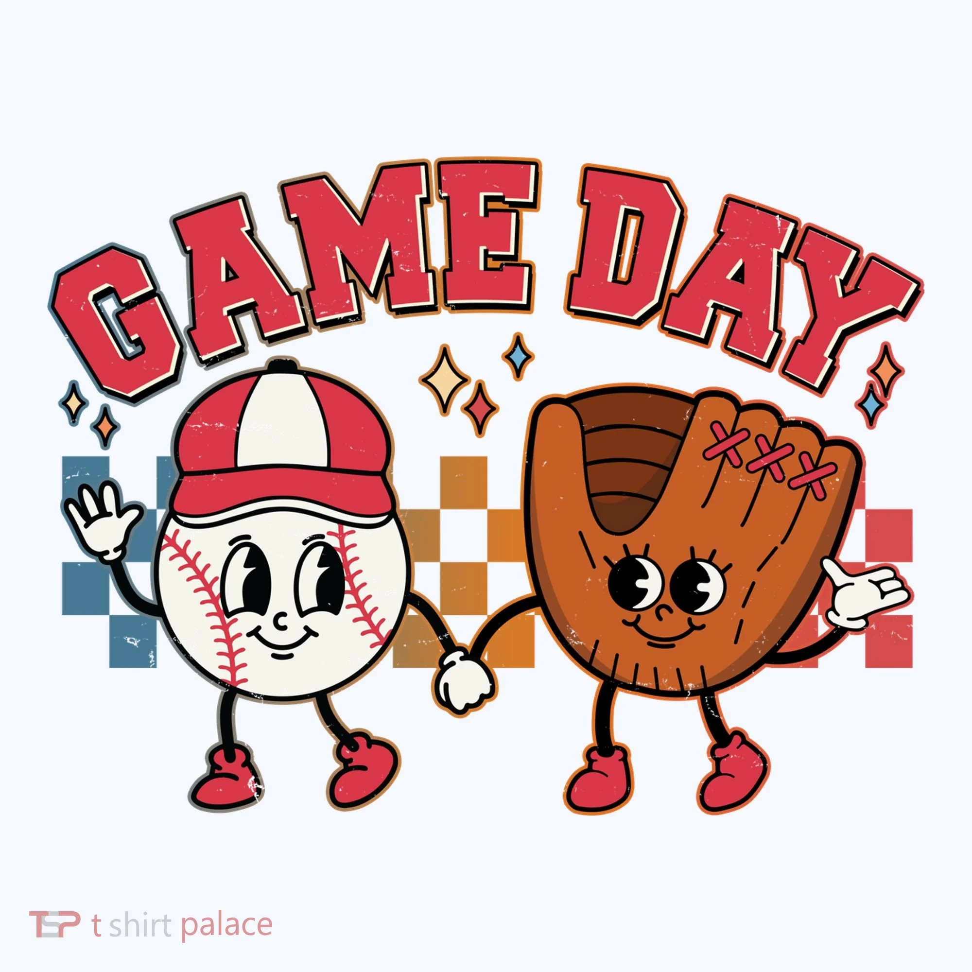Retro Cartoon Baseball Game Day Women's T-Shirt