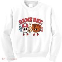 Retro Cartoon Baseball Game Day Kids Sweatshirt thumb 0
