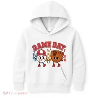 Retro Cartoon Baseball Game Day Kids Hoodie thumb 0
