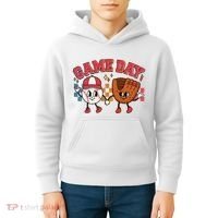Retro Cartoon Baseball Game Day Kids Hoodie thumb 4