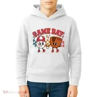 Retro Cartoon Baseball Game Day Kids Hoodie thumb 4