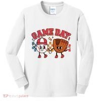 Retro Cartoon Baseball Game Day Kids Long Sleeve Shirt thumb 0