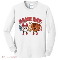 Retro Cartoon Baseball Game Day Kids Long Sleeve Shirt thumb 0