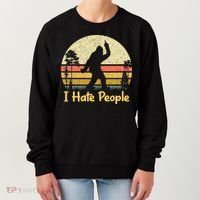 Retro Camping Bigfoot Sasquatch Middle Finger I Hate People Women's Sweatshirt thumb 0