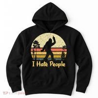 Retro Camping Bigfoot Sasquatch Middle Finger I Hate People Hoodie thumb 0