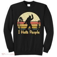 Retro Camping Bigfoot Sasquatch Middle Finger I Hate People Sweatshirt thumb 0