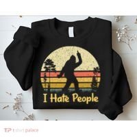 Retro Camping Bigfoot Sasquatch Middle Finger I Hate People Sweatshirt thumb 2