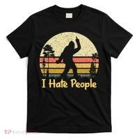 Retro Camping Bigfoot Sasquatch Middle Finger I Hate People T-Shirt thumb 0