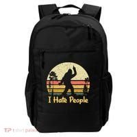 Retro Camping Bigfoot Sasquatch Middle Finger I Hate People Backpack thumb 0