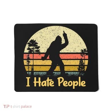 Retro Camping Bigfoot Sasquatch Middle Finger I Hate People Mousepad