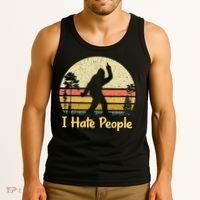 Retro Camping Bigfoot Sasquatch Middle Finger I Hate People Tank Top thumb 3