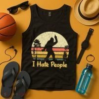 Retro Camping Bigfoot Sasquatch Middle Finger I Hate People Tank Top thumb 4