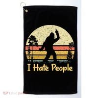 Retro Camping Bigfoot Sasquatch Middle Finger I Hate People Golf Towel thumb 0